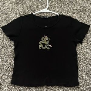 Brandy Melville dragon patch cropped baby tee, one size